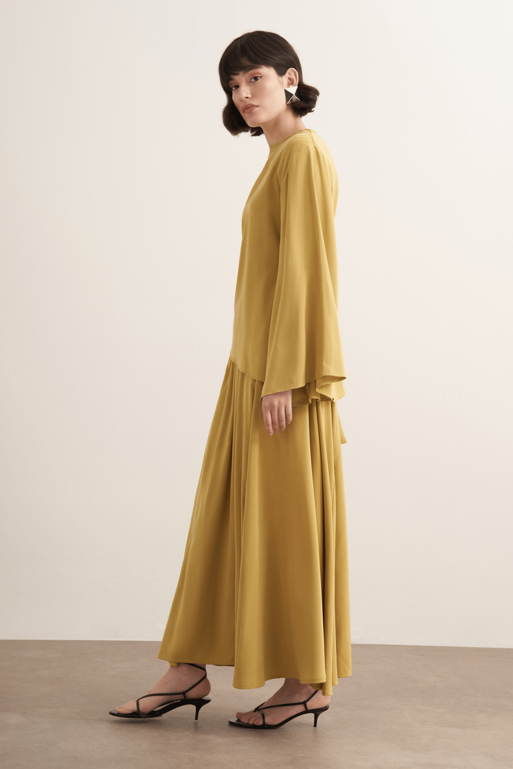 Raya Cupra Suit with Detailed Skirt, Dark Brown