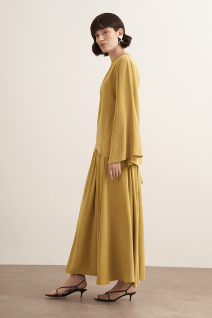 Raya Cupra Suit with Detailed Skirt, Dark Brown