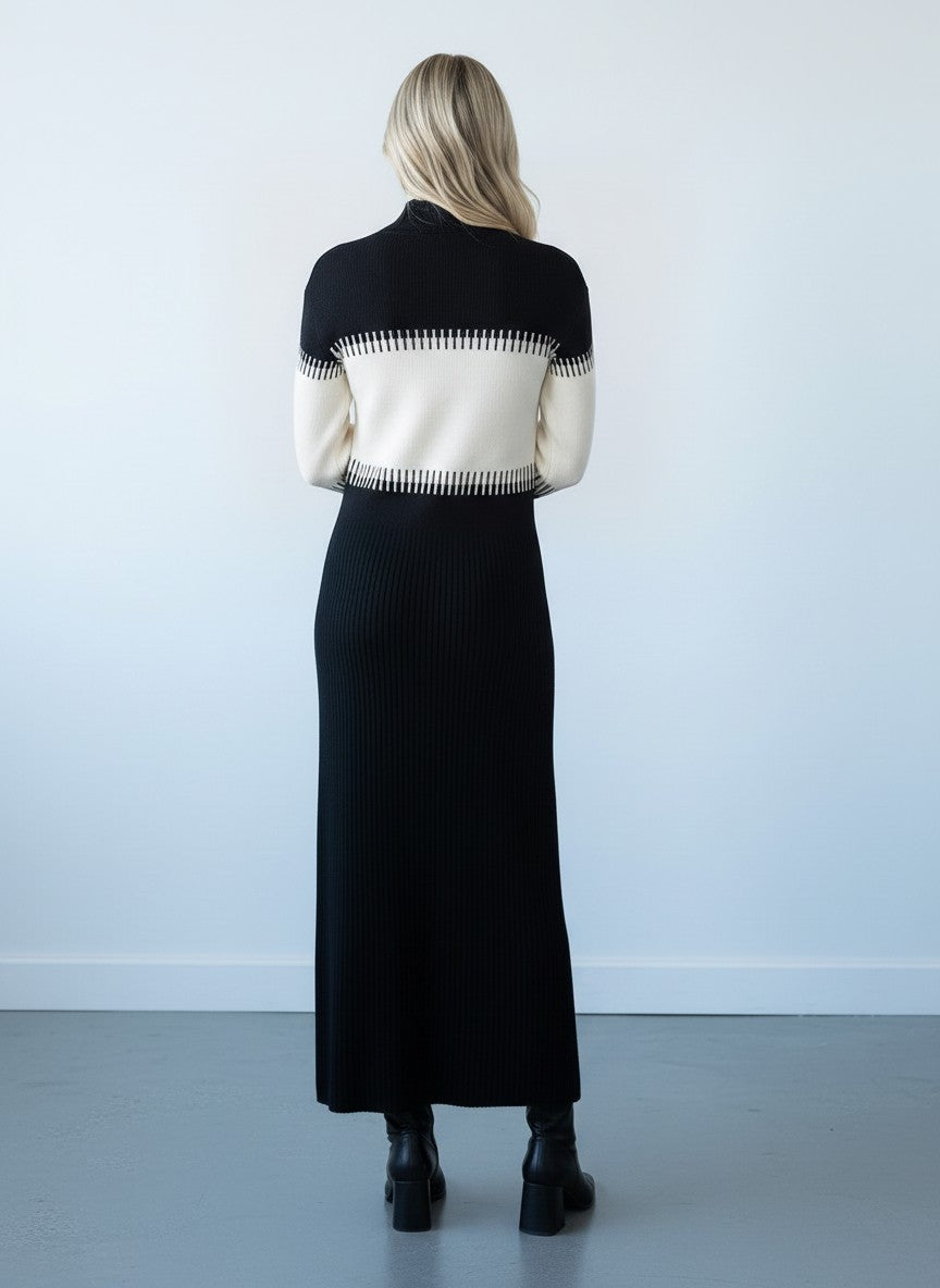 Full-Length Crew Neck Knit Dress