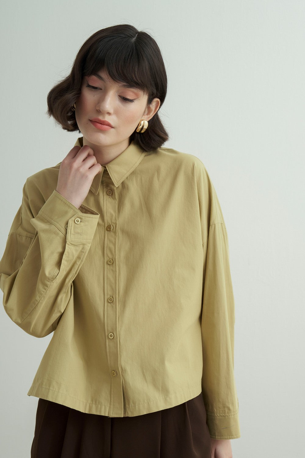 Felice Dropped Sleeve Poplin Shirt Burgundy