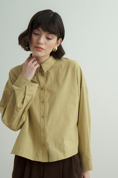 Felice Dropped Sleeve Poplin Shirt Burgundy