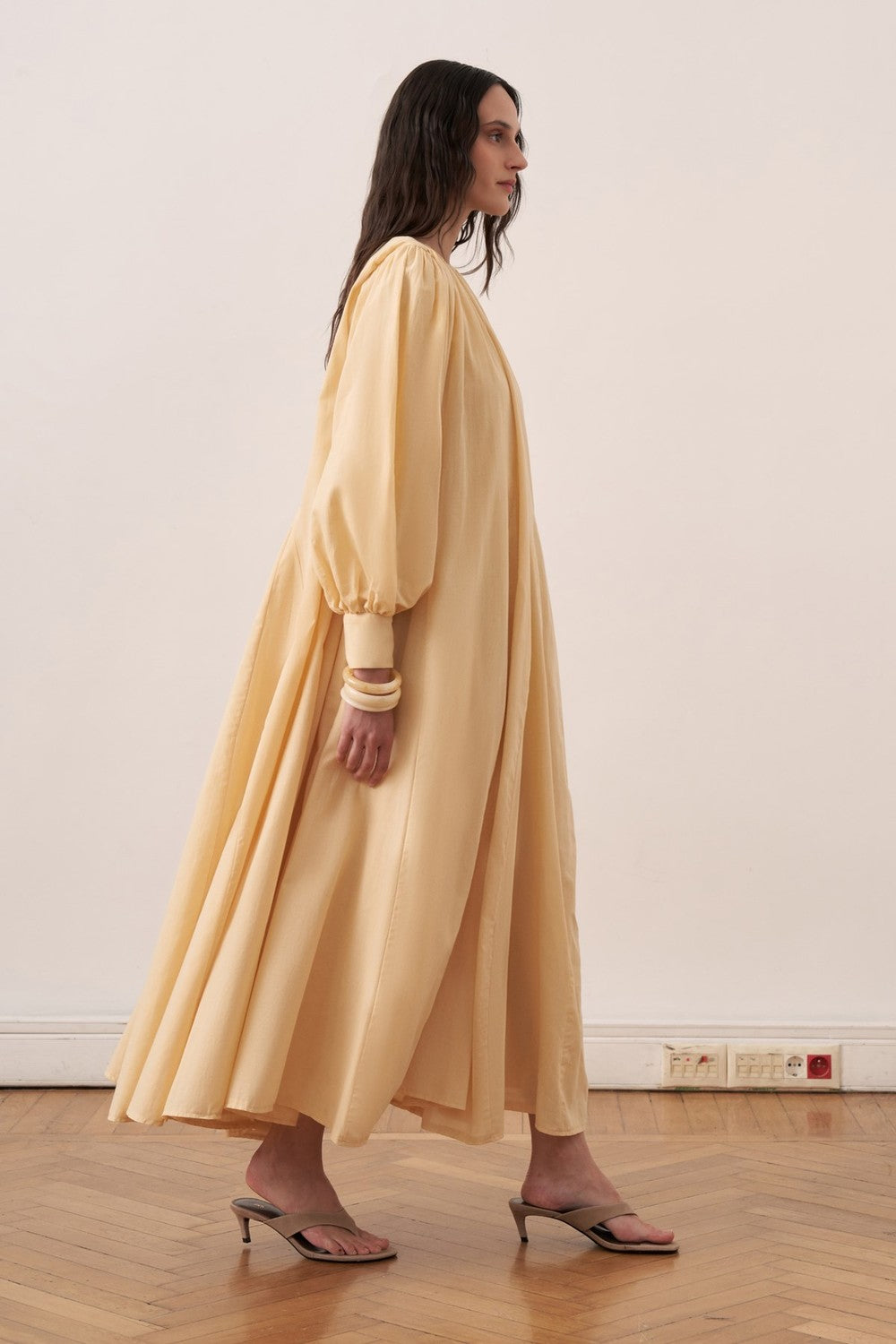 Shirin Voile Long Dress Dark Brown