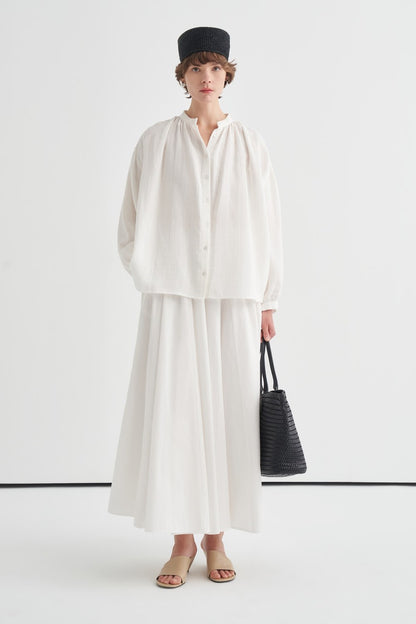 August Mandarin Collar Muslin Shirt Butter
