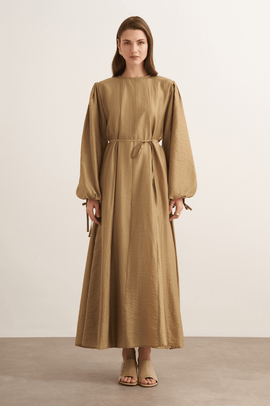 Jasmine Kup Dikişli Uzun Elbise Olive