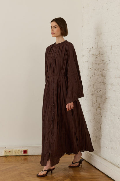 Noemi Crush Voile Dress, Plum