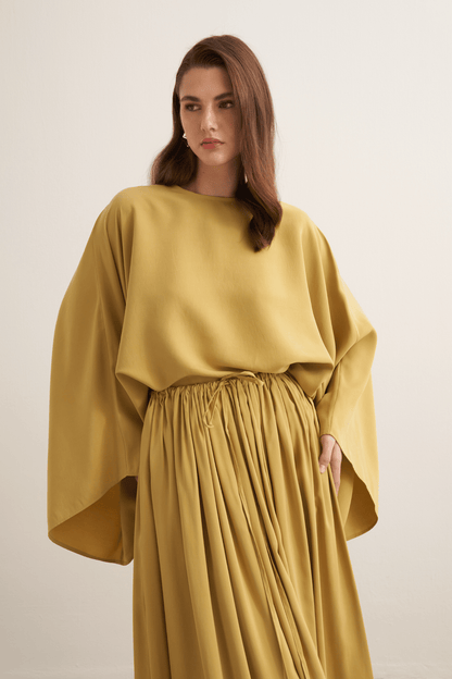 Noor Gathered Skirt Cupra Set, Rose Pink