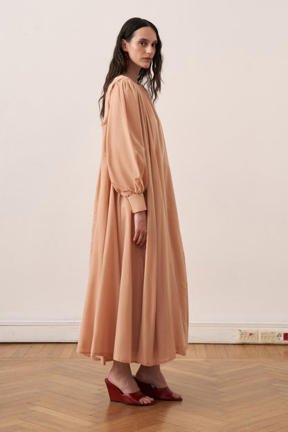 Shirin Voile Long Dress Dark Brown