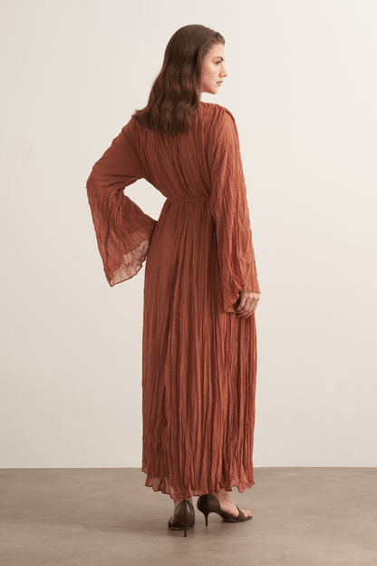 Fouzia Crush Chiffon Dress Cinnamon