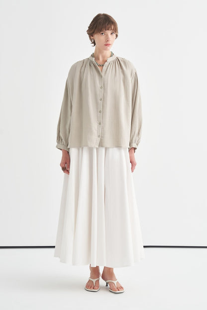 August Mandarin Collar Muslin Shirt Butter