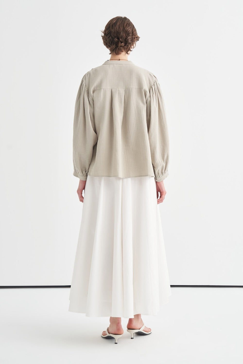 August Mandarin Collar Muslin Shirt Butter