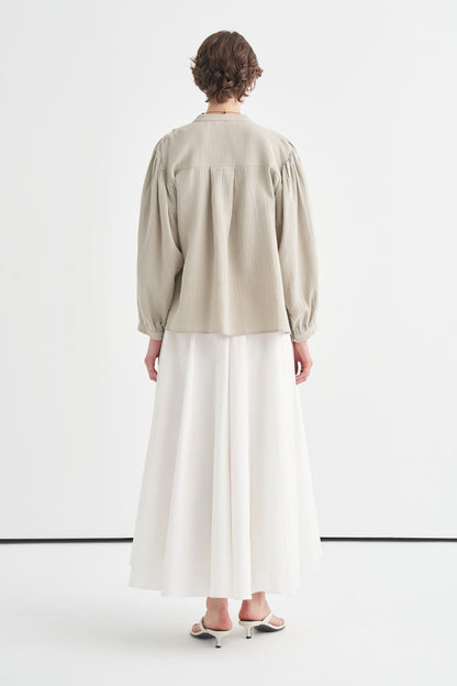August Mandarin Collar Muslin Shirt Butter