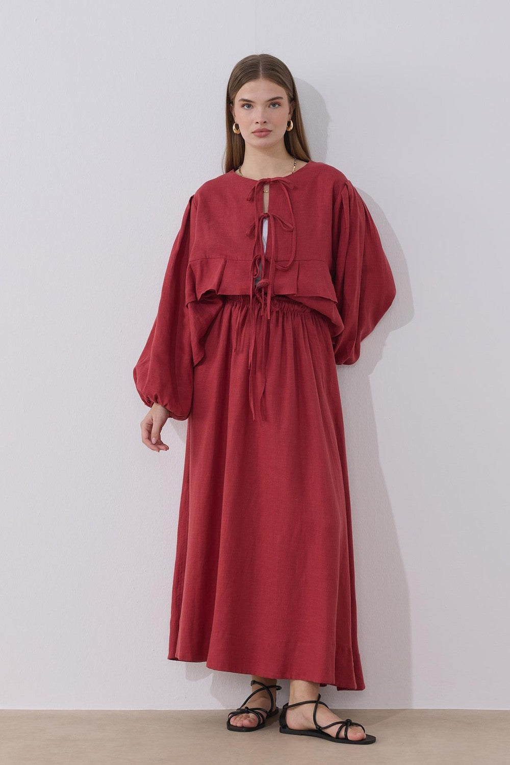 Costa Linen Blouse, Mink