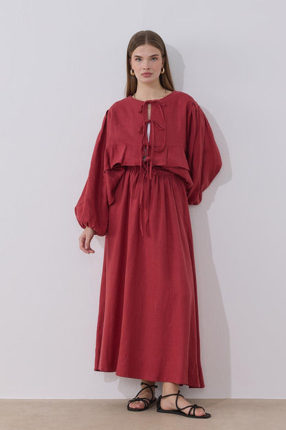 Costa Linen Blouse, Mink