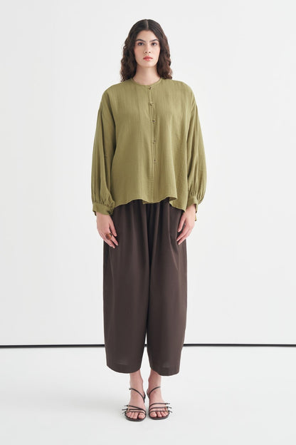 Isola Draped Muslin Shirt Dark Brown