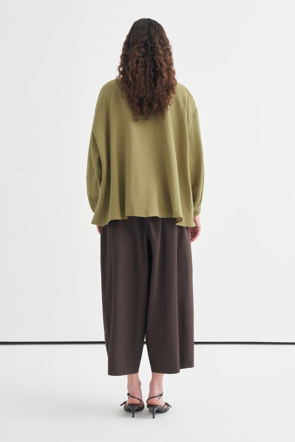 Isola Draped Muslin Shirt Dark Brown