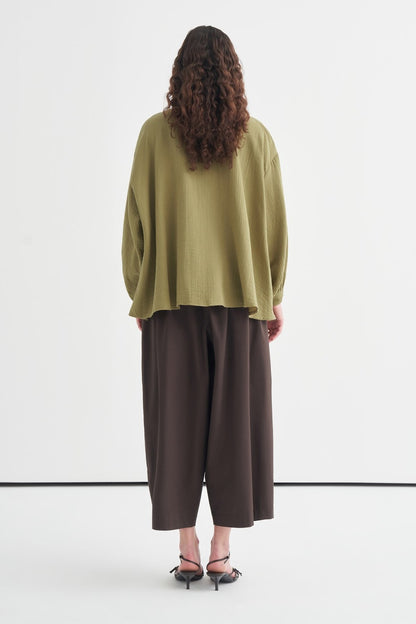 Isola Draped Muslin Shirt Dark Brown