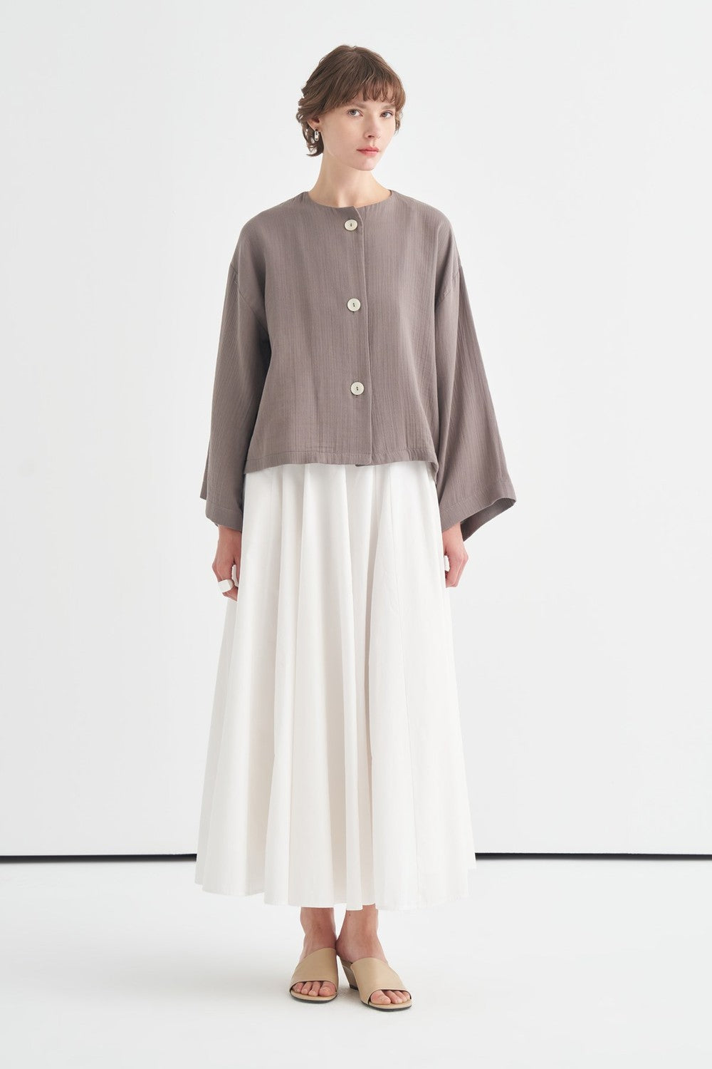 Cara Mother-of-Pearl Buttoned Muslin Jacket Butter