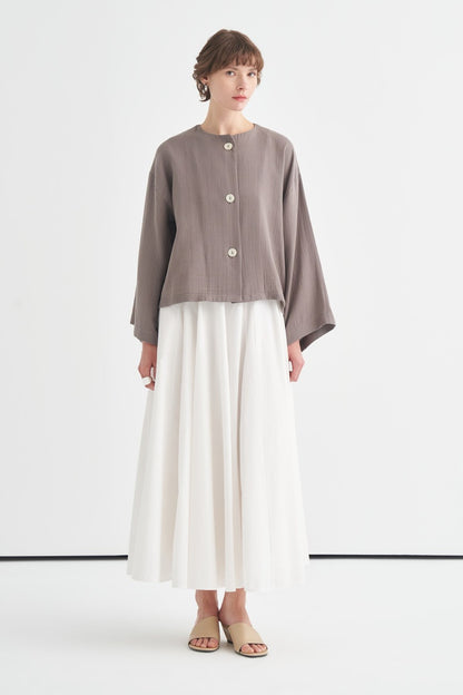 Cara Mother-of-Pearl Buttoned Muslin Jacket Butter
