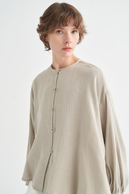 Isola Draped Muslin Shirt Dark Brown