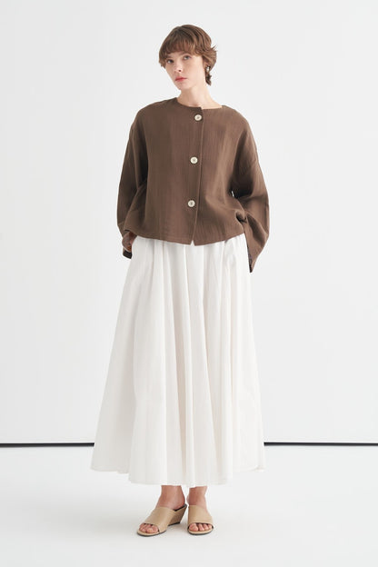 Cara Mother-of-Pearl Buttoned Muslin Jacket Butter