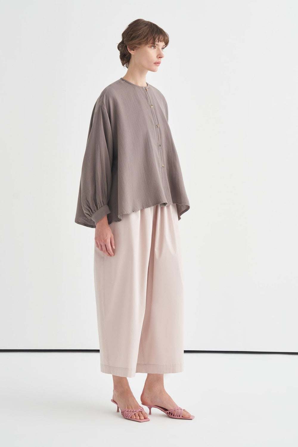 Isola Draped Muslin Shirt Dark Brown