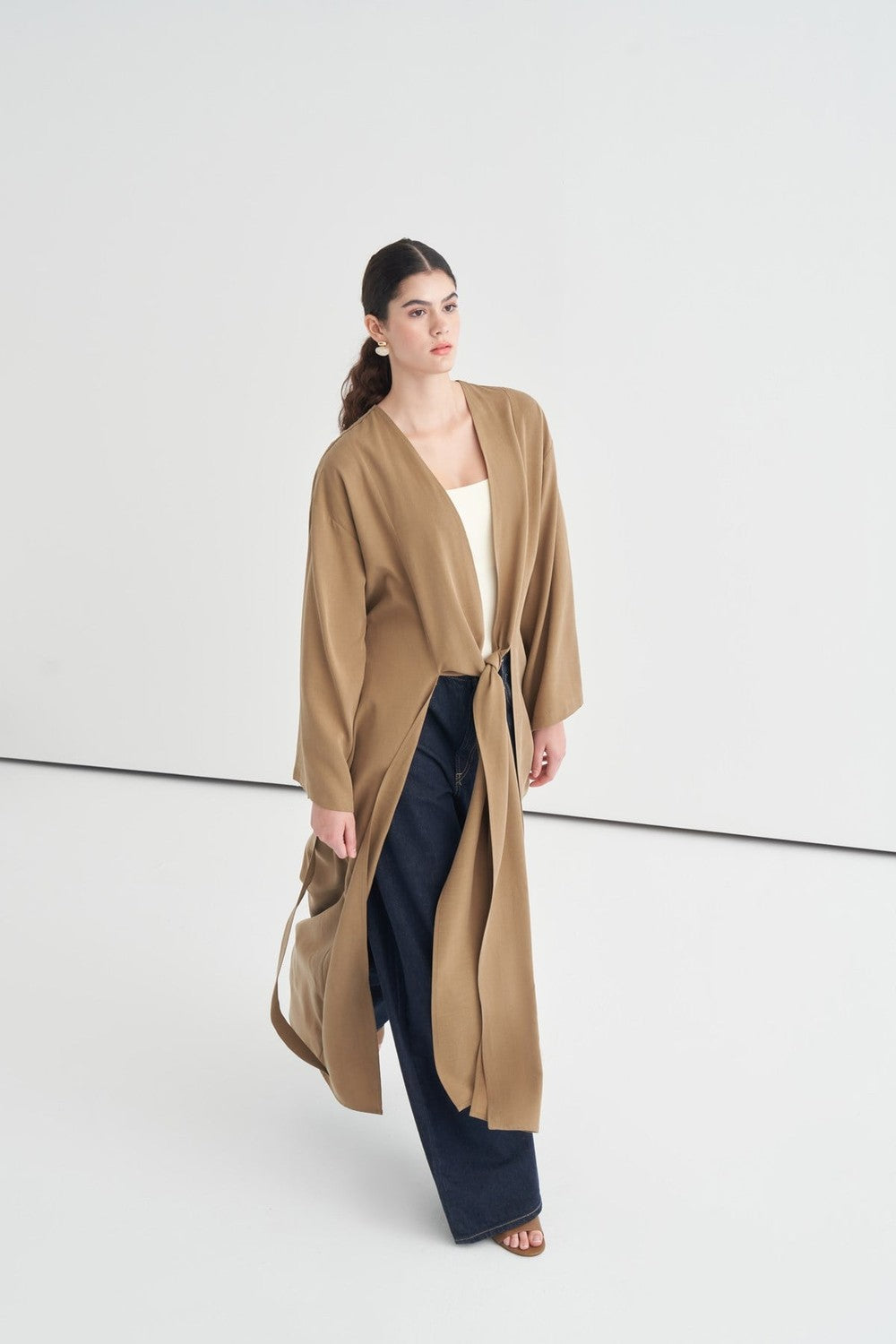Daria Kimono with Slit Detail, Khaki