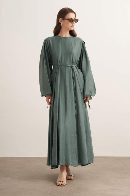 Jasmine Kup Dikişli Uzun Elbise Olive