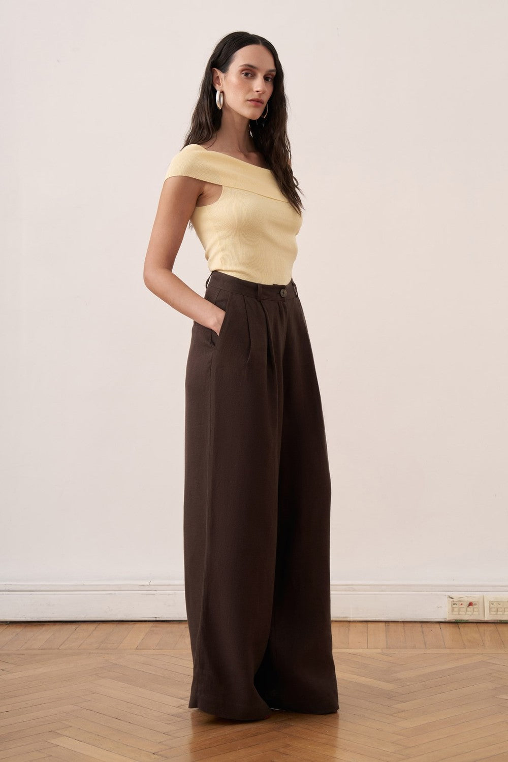 Camille Geniş Paça Keten Pantolon