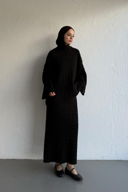 Polina Knitwear Set Dark Brown
