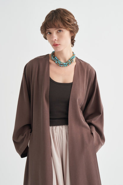 Daria Kimono with Slit Detail, Khaki