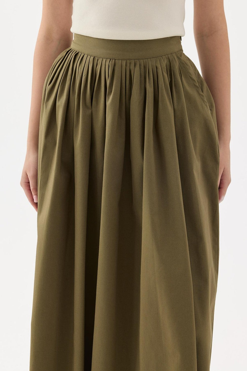 Fever Pleated Skirt Khaki