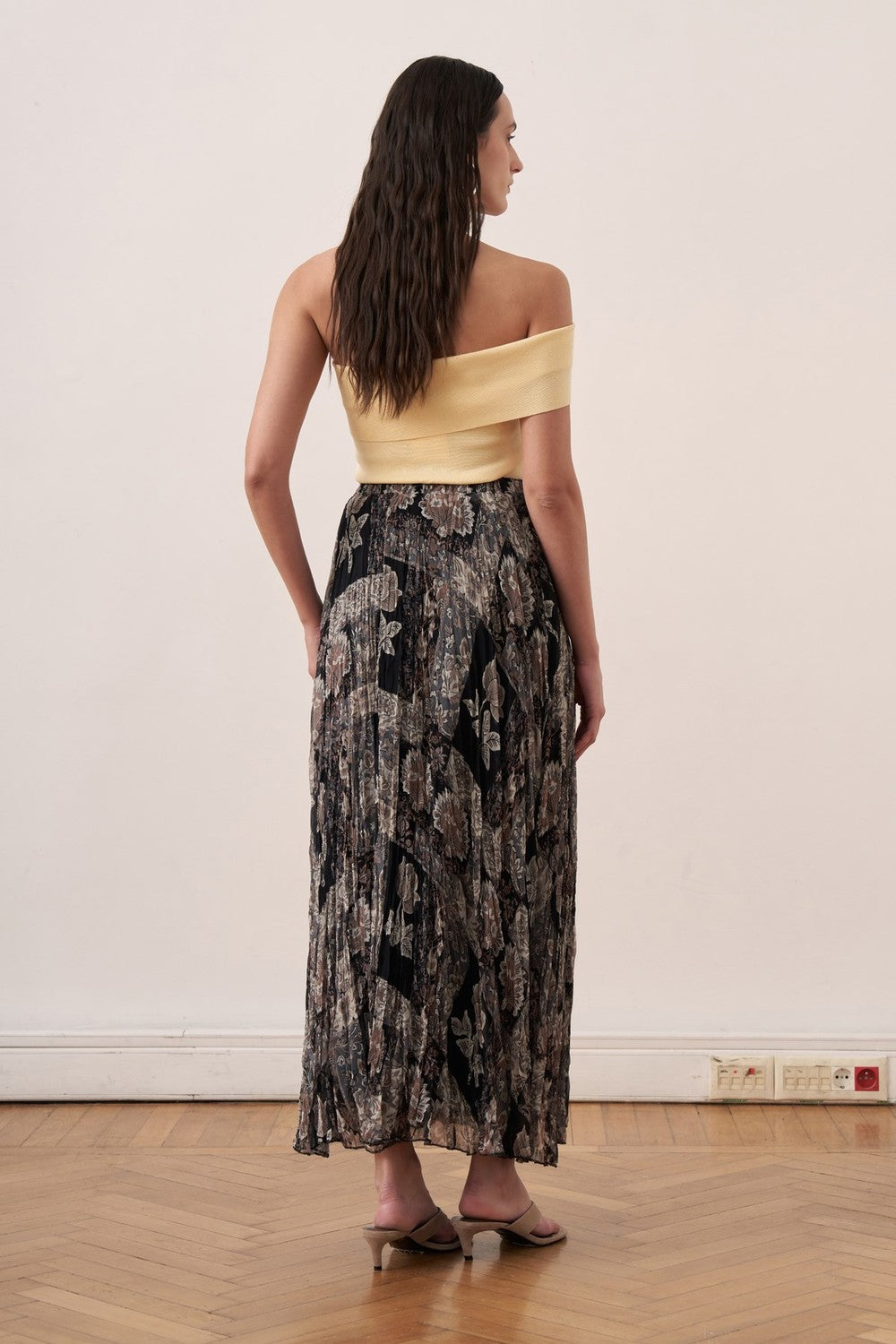 Else Patterned Chiffon Crush Skirt Burgundy