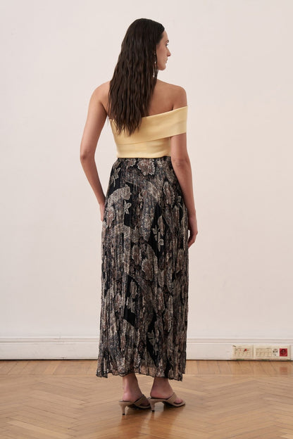 Else Patterned Chiffon Crush Skirt Burgundy