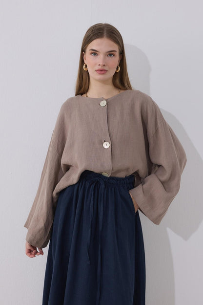 Mona Linen Jacket Beige