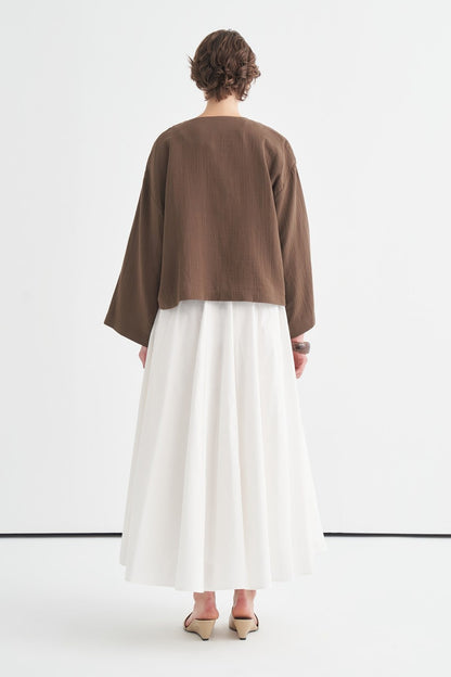 Cara Mother-of-Pearl Buttoned Muslin Jacket Butter