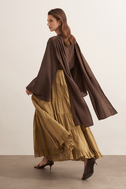Ruth Layered Voile Long Skirt Mink