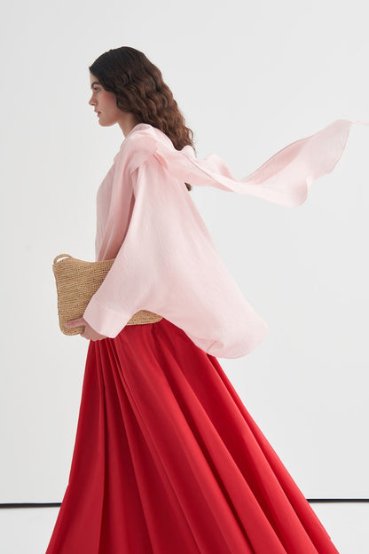 Luce Blouse with Shawl Detail, Soft Pink