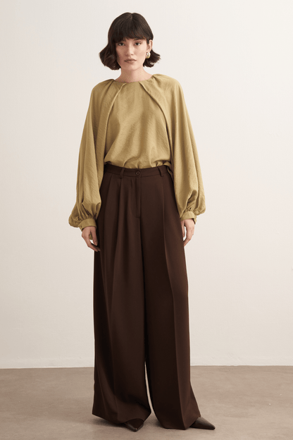 Taleen Wide Leg Palazzo Pants Dark Brown