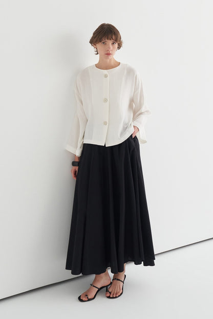 Cara Mother-of-Pearl Buttoned Muslin Jacket Butter