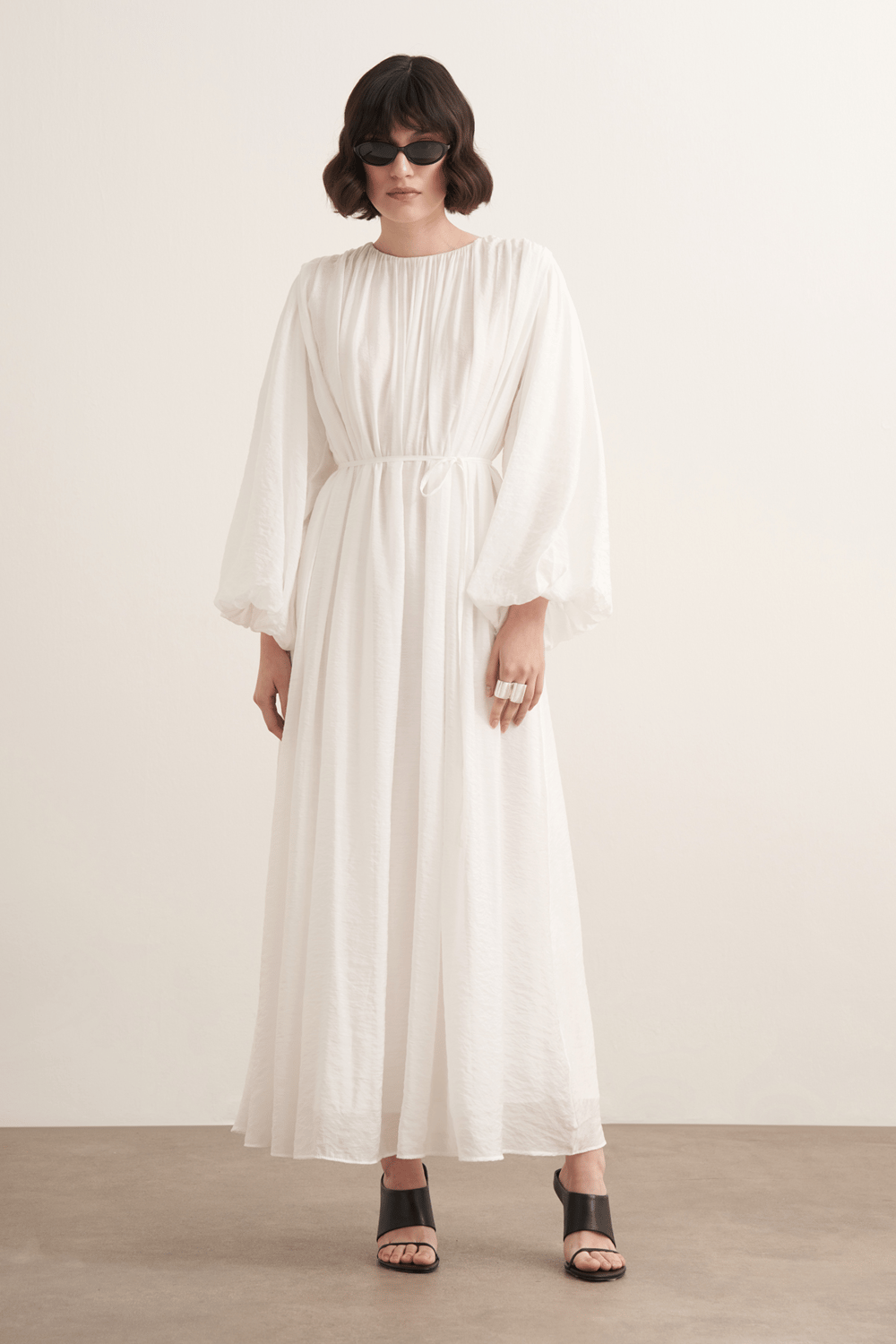 Cleo Gathered Detail Long Dress Olive