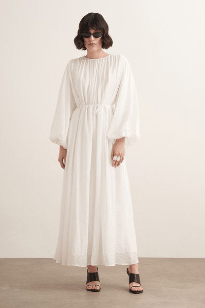Cleo Gathered Detail Long Dress Olive