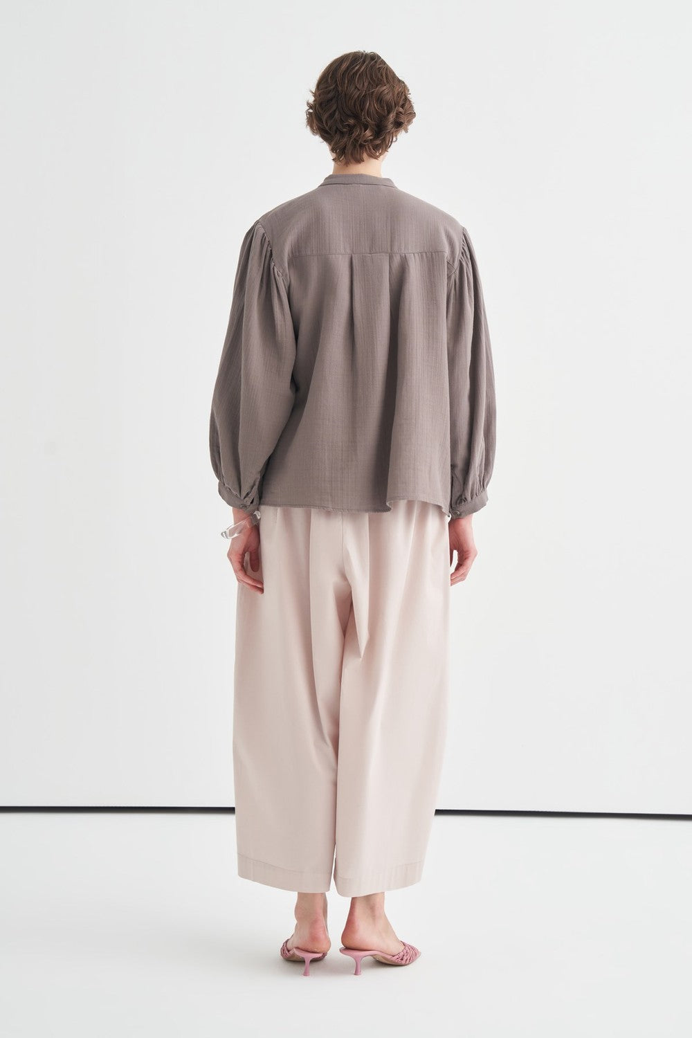 August Mandarin Collar Muslin Shirt Butter