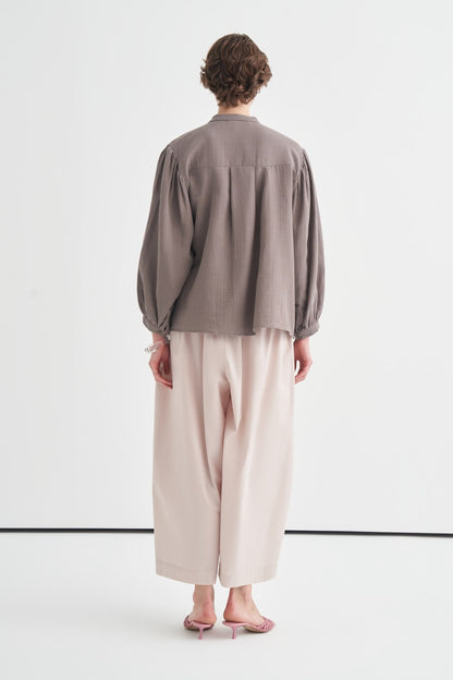 August Mandarin Collar Muslin Shirt Butter