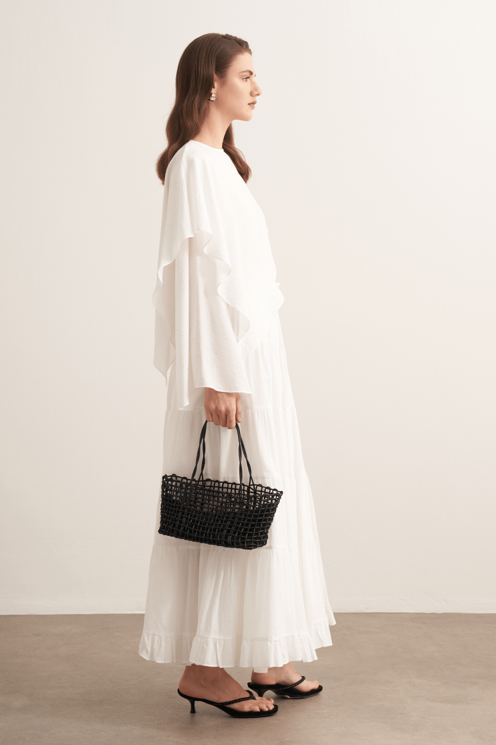Ruth Layered Voile Long Skirt Mink