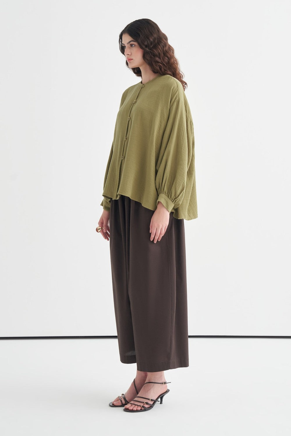 Isola Draped Muslin Shirt Dark Brown