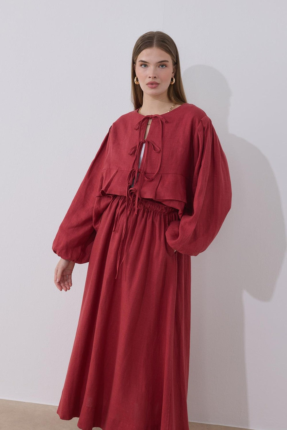 Costa Linen Blouse, Mink