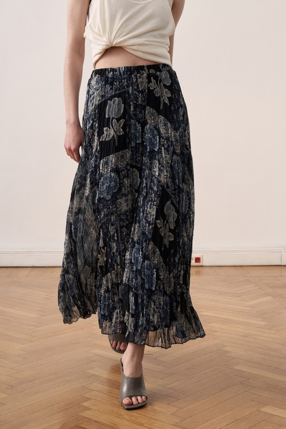 Else Patterned Chiffon Crush Skirt Burgundy