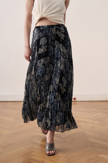 Else Patterned Chiffon Crush Skirt Burgundy