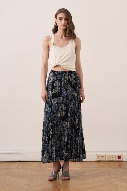 Else Patterned Chiffon Crush Skirt Burgundy