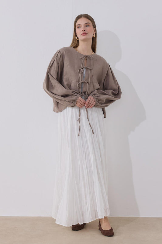 Costa Linen Blouse, Mink